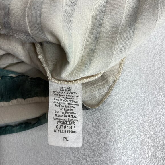 Jess & Jane Womens Multicolor Blouse Top Abstract Ruffle Overlay 3/4 Sleeves PL - Picture 10 of 10